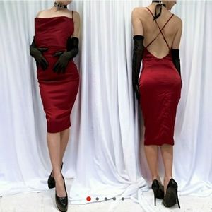 Oh Polly vampy red bodycon slim fit evening gown